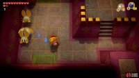 Play the first song on your ocarina to get the rabbits to disappear then head into the room ahead,