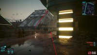 Head around the left side of the building and use the make-shift stairs.
