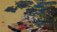 The hydrangeas on the authentic painting are blue