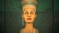 but the counterfeit sculpture has one long earring.