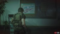 then go back into the building through the other door to pick up the map off the board on the left. 