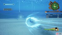 Collect the glowing items underwater near the NPC to get the fish