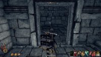 Use the lever behind the gate which you opened with the lever behind the pillar.