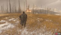 You should be able to spot the burning building from a good distance