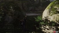 now use the grappling hook to swing across the wall that’s blocking the path.