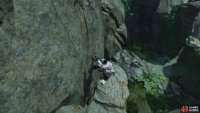 From here, crawl through hole on the left then use your hook to safely reach the are below, 