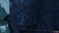 now walk to the middle of the rope and use your hook to swing across.