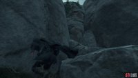 then walk up the stairs to find a gap in the wall and climb up
