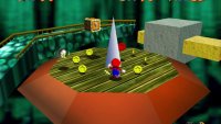 The fifth coin is on the circular platform not far from the fourth