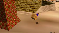 Aim the bouncing box by the pyramid away from the quicksand