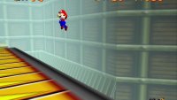 With time still, you will have to Triple Jump and Wall Jump to reach the conveyor