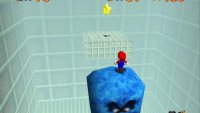 You have to stand on the Thwomp to reach the star
