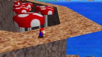 The first set of coins are located on these mushrooms