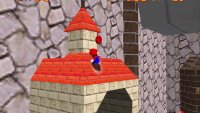 The last coin is on top of the same small building