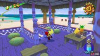 Grab a fruit from the building near the start
