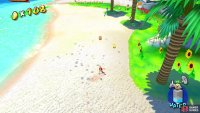 You will need to continue spraying the beach until you find the right fruit for Yoshi