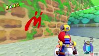 On top of the buildings, near the Rocket Nozzle box, is this graffiti
