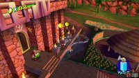 Spray the torches in front of the hotel entrance for some coins