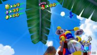 and finally, head up to the top of the purple platforms on the tallest palm tree then spray the blue bird for Blue Coin #30