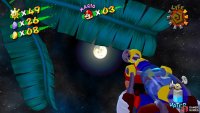 Head up onto the Golden Mushroom and look up at the moon and spray it for Blue Coin #5.
