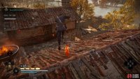 Once you’re on the roof of the building, you can take out the third to last guard with an air assassination.