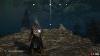 Approach the cliff and interact with the chat bubble to begin flyting with Thor.