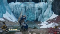 You’ll need to approach the wealth from the west to break the ice wall.