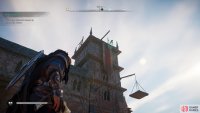 Climb the church tower to reach the horn.