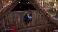 Climb the eastern wall of the building north of the one with the chest in it to find the key.