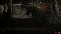 Climb the ledge up the rubble to the point marked here in red.