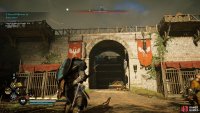 You’ll need to climb the walls surrounding the drawbridge to get a good view of the links.