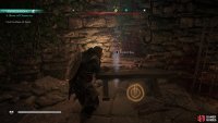 You’ll find a key to the door in the first room you come across with bandits in it.