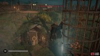 You’ll find the key in a cage nearby, just above the house.