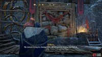 Use the fire pot to destroy the barricade and access the chest.