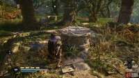 Destroy the wooden barricade to gain entrance to the well.