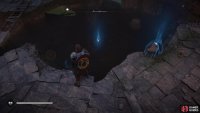 Dive into the water and look for the man.