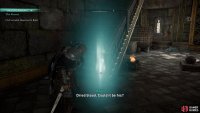 Use Odin’s Sight to find the blood at the bottom of the stairs.
