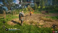 Herbert will light his spear in fire if you keep your distance from him for too long.