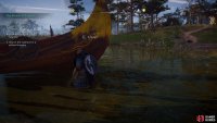 Take note of the yellow paint on the dragon head of the longship.