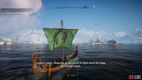 When you see the island of Ikke en Oy, lower the sail and approach it to trigger a raid.