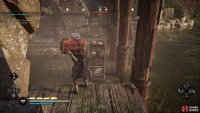 Jump onto the barricade and then along the rope to the second barricade.