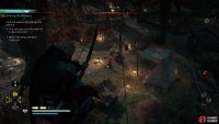 Shoot the camp guards from above, moving along the rope where necessary.