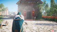 Use the key from the church to open the chapel outside.