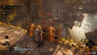 Shoot the poisonous powder trap beyond the guards to your left, attracting four guards in total who should be poisoned by it.