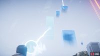 Climb back to the reflector at the end of the obelisks and aim the beam to the tall unstable structure above you.