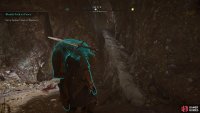 You’ll need to carry Ceolbert over the rock surface to your right as you exit the cave.