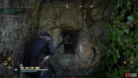 You’ll need to shoot the crate from the northeastern side of the tomb before you can move the barricade.