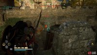 Once you’re on the walls, shoot the links either side of the drawbridge to lower it.
