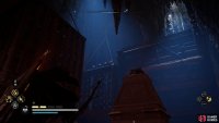 Shoot the fire pots to cause the platform to your left to lower.