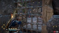 Shoot the fire pot to destroy the barricade.
